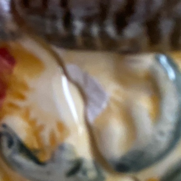 Vtg Porcelain Purse Shaped Cookie Jar Yellow, Green, Silver and Red - Picture 13 of 14